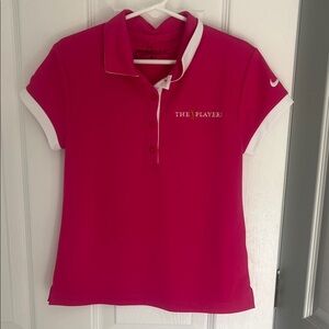Nike Girls' Pink Polo with White Trim - The Players Logo